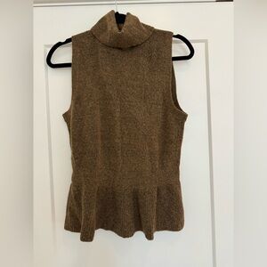 NEW White House Black Market Luxe Sleeveless Turtleneck soft Peplum Sweater MED